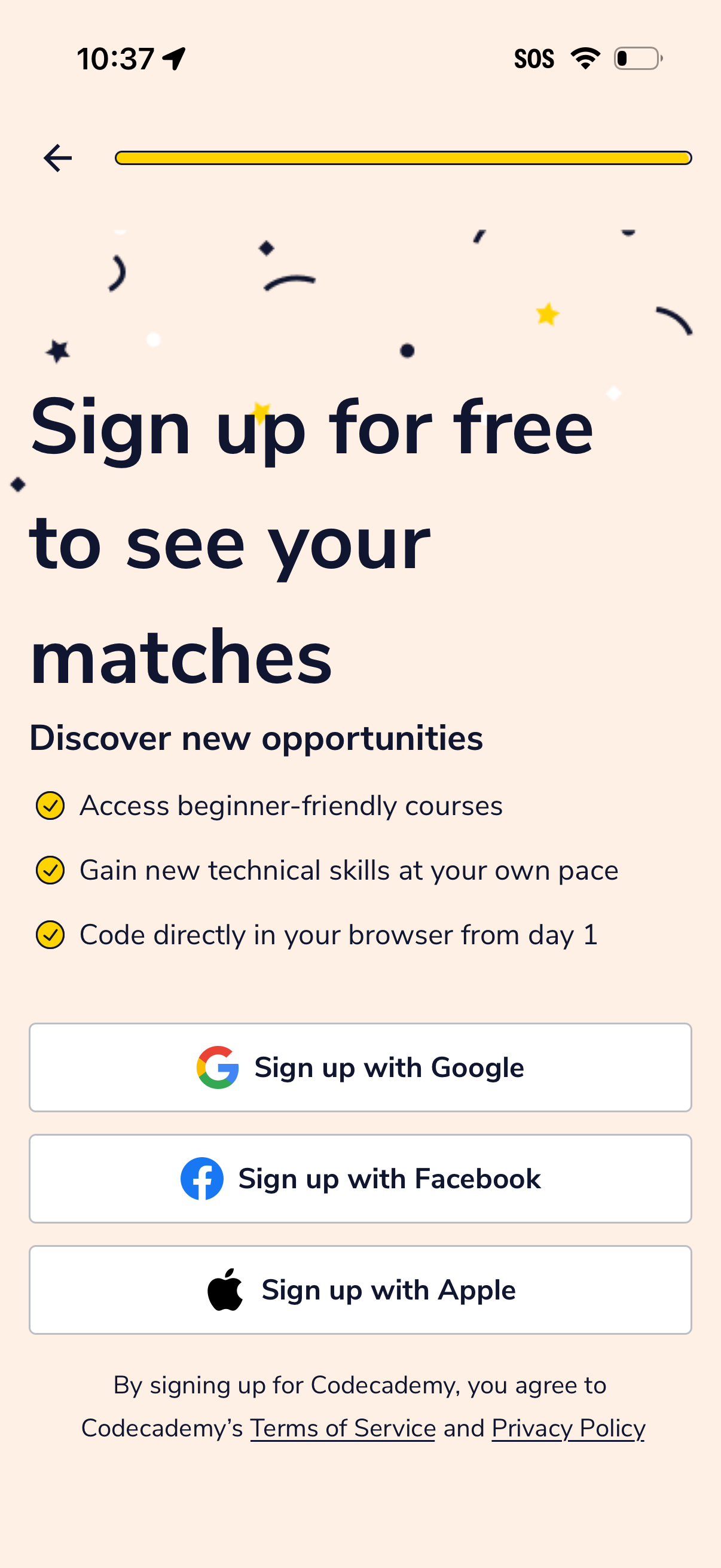 codeacademy-go signup screenshot